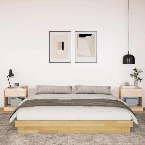 Sengeramme uden madras 200x200 cm Massivt træ Eg