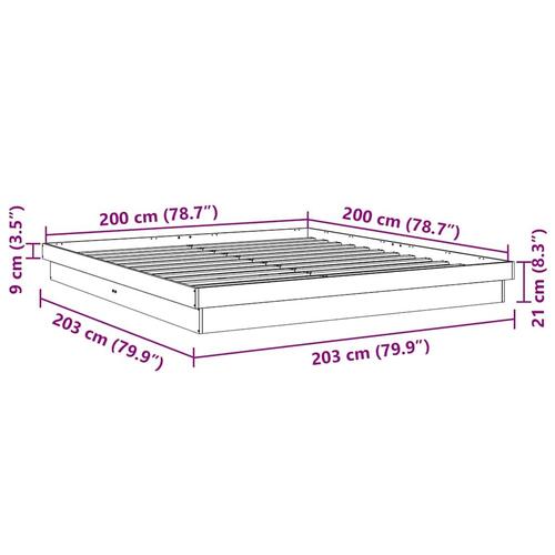 Sengeramme uden madras 200x200 cm Massivt træ Eg