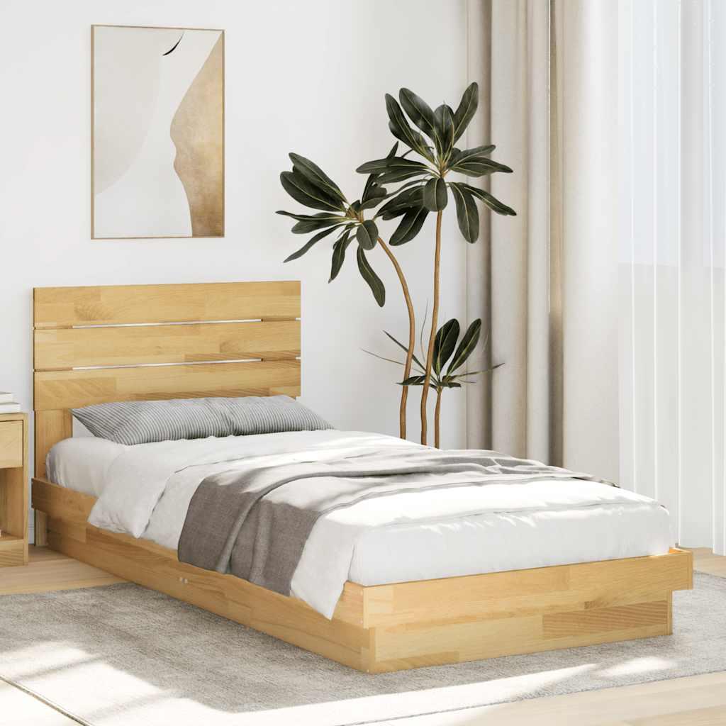 Sengeramme med hovedgÃ¦rde uden madras 100x200 cm Massivt trÃ¦ Eg