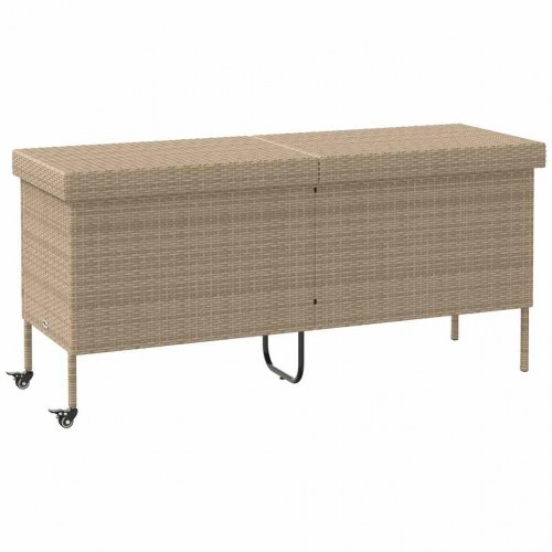 Opbevaringsboks med hjul i polyrattan - 160 × 55 × 75 cm, beige