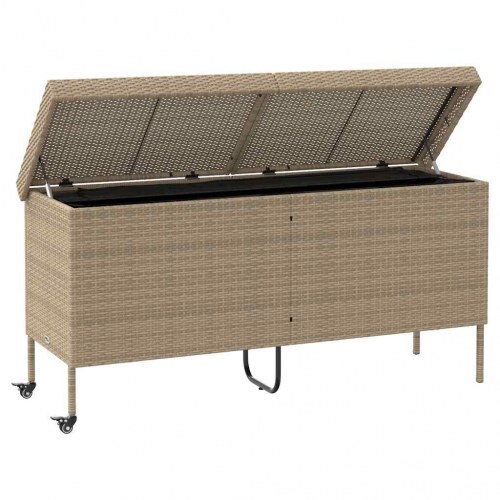 Opbevaringsboks med hjul i polyrattan - 160 × 55 × 75 cm, beige