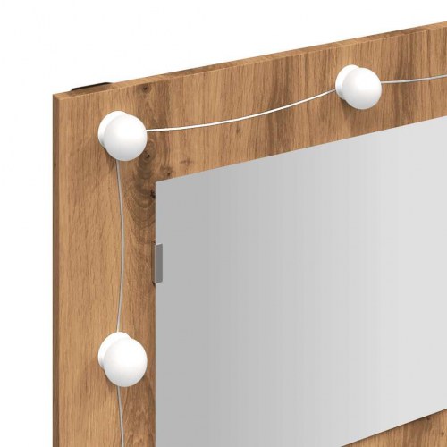 Spejlskab med LED - kunstig eg, 90 x 31,5 x 62 cm