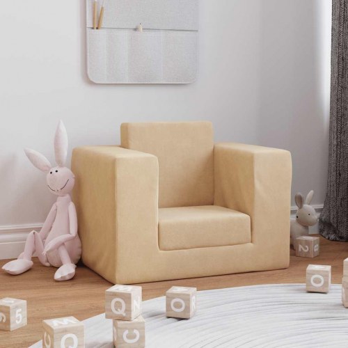 Sofaseng til børn i blødt plys - cremefarvet minisofa