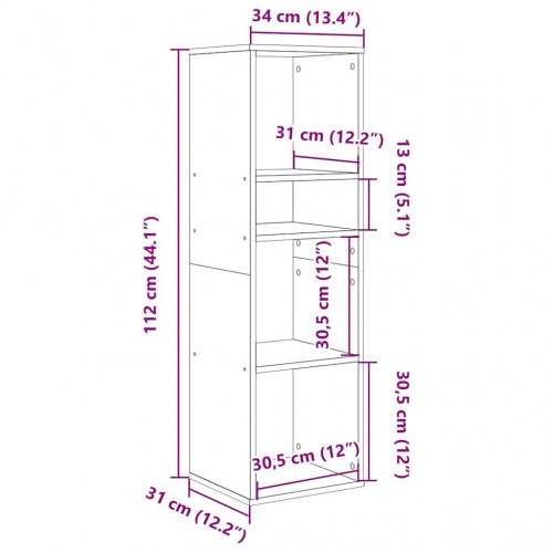 Bogreol 34 x 31 x 112 cm - kunsteg