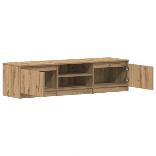 Tv-bord i kunsteg - 140 × 40 × 36 cm med 2 låger og hylder