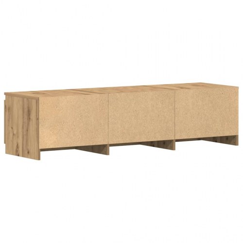 Tv-bord i kunsteg - 140 × 40 × 36 cm med 2 låger og hylder