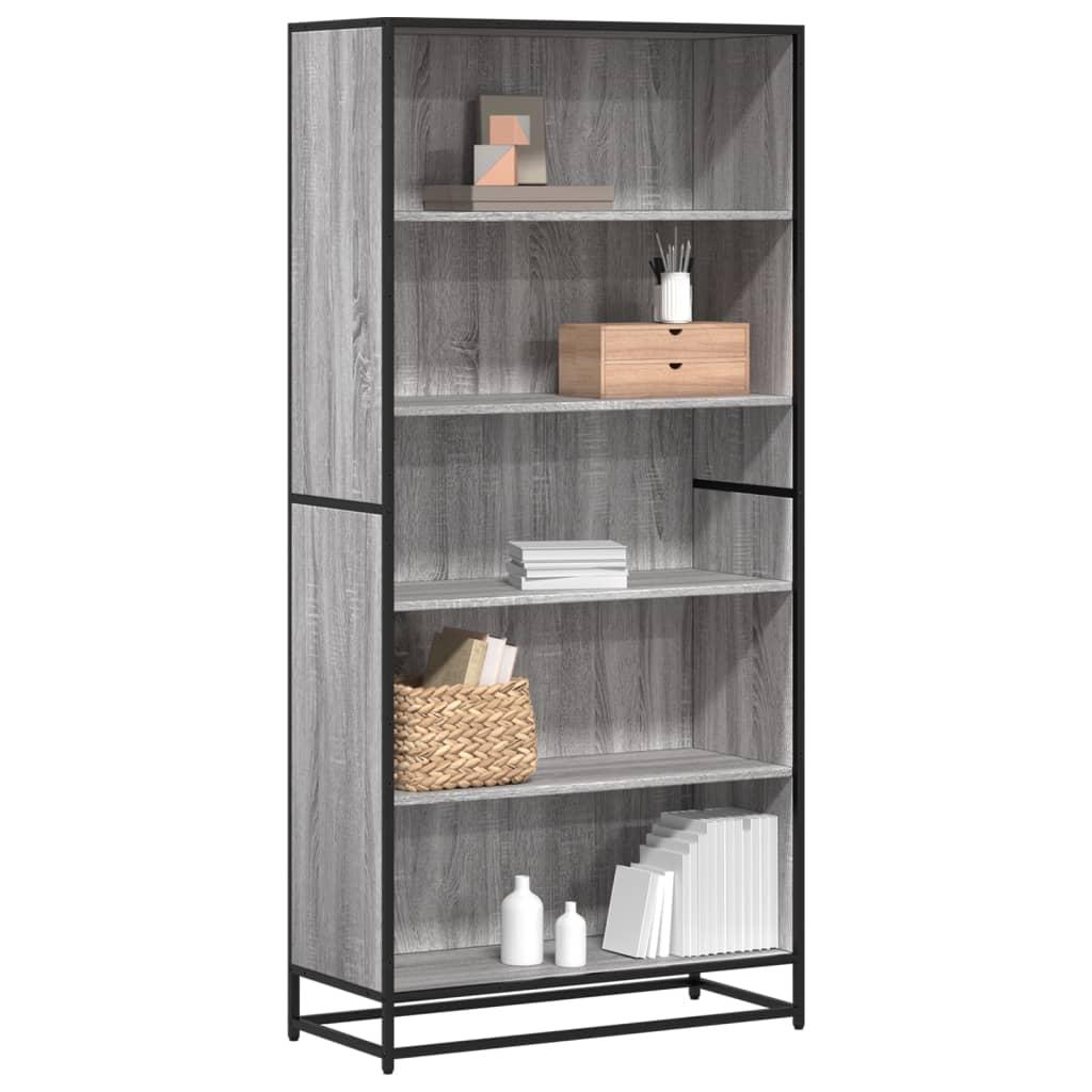 Bogreol 80,5x35x170,5 cm konstrueret trÃ¦ grÃ¥ sonoma-eg