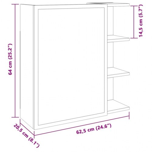 Spejlskab til badeværelse 62,5×20,5×64 cm - antikt træ, konstrueret træ