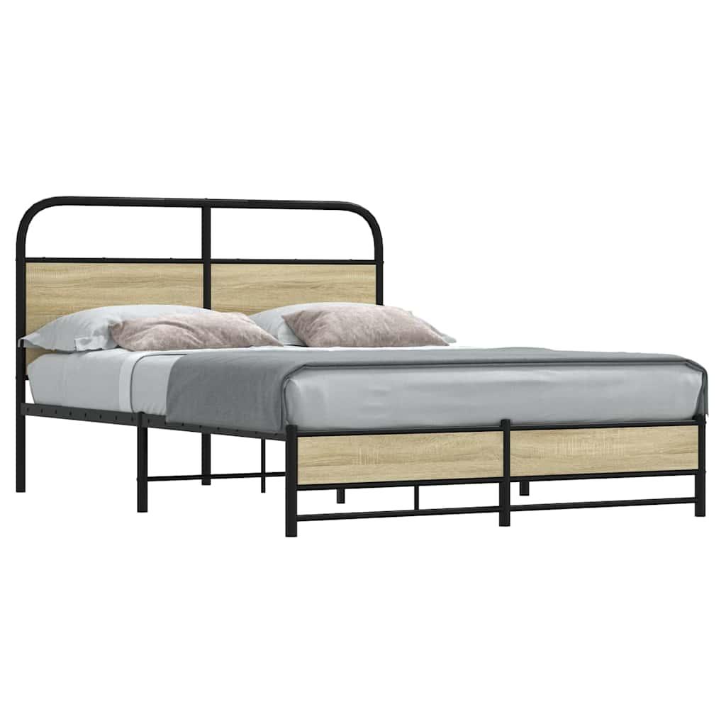 Sengeramme Uden Madras Metal Sonoma-Eg - med sengegavl og dobbelt lavt fodgærde / 140 x 200 cm