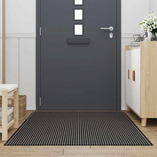 Dørmåtte stribet - sort/grå 115 × 200 cm