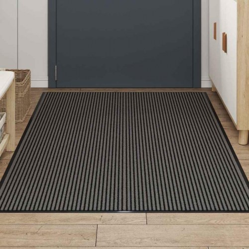 Dørmåtte stribet - sort/grå 115 × 200 cm