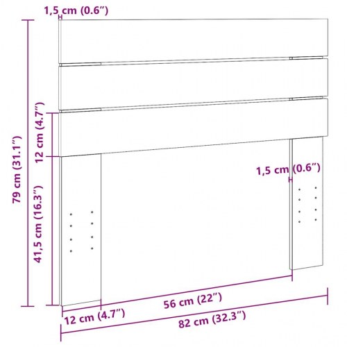 Sengegavl i massivt egetræ - 80 cm