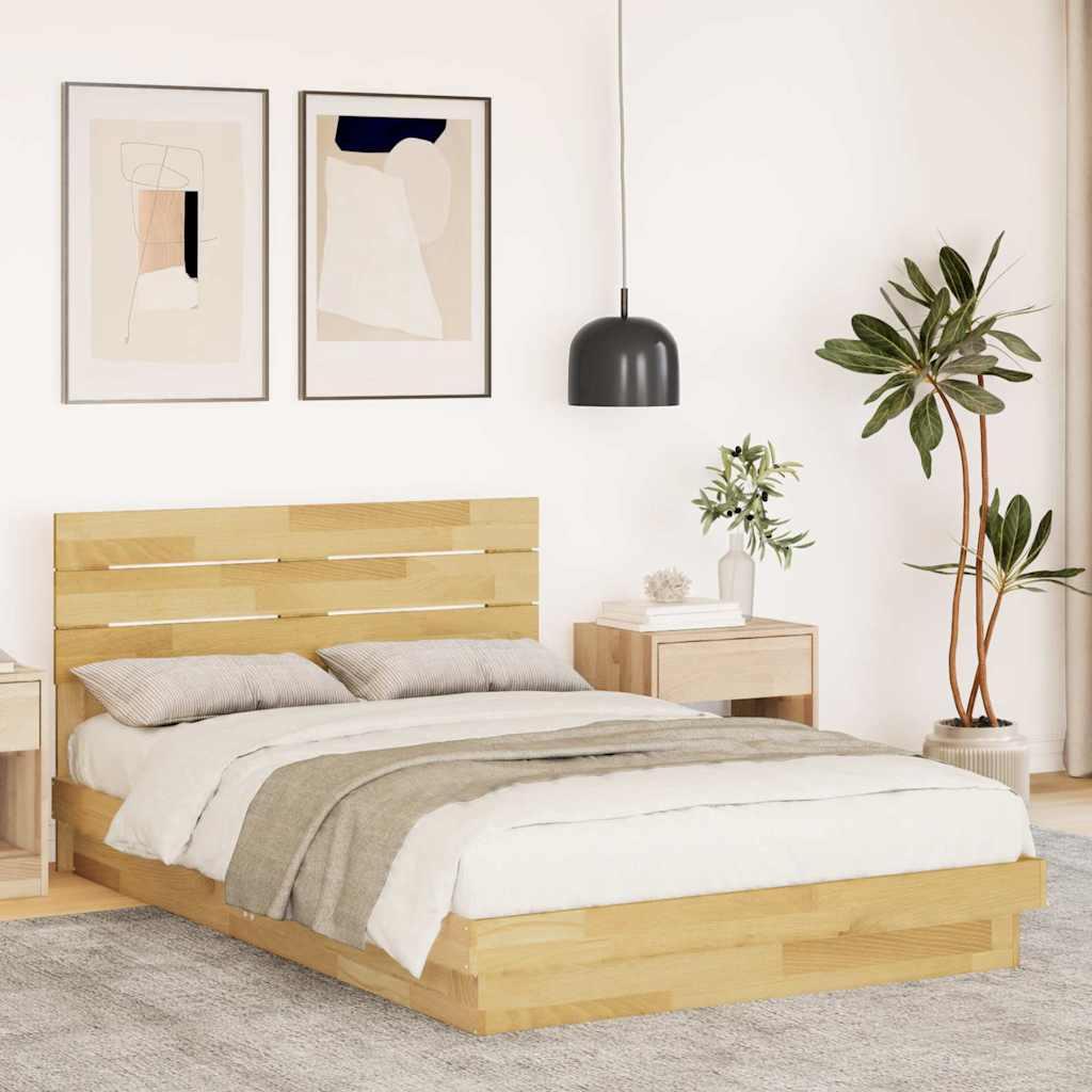 Sengeramme med hovedgÃ¦rde uden madras 120x200 cm Massivt trÃ¦ Eg