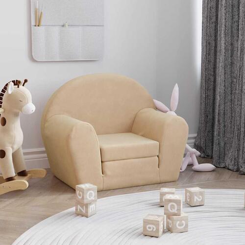 Sofaseng til børn blødt plys cremefarvet