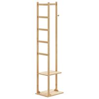Garderobestativ med kroge og hylder 38,5x30x156 cm bambus
