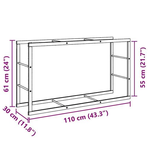 Brændestativ 110x30x61 cm stål sort