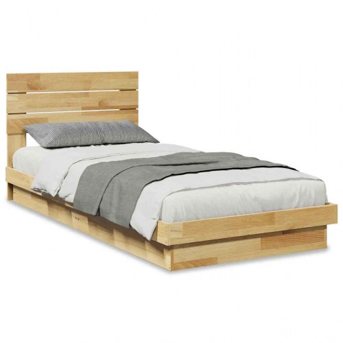 Sengeramme med hovedgærde uden madras 75 x 190 cm - massivt egetræ
