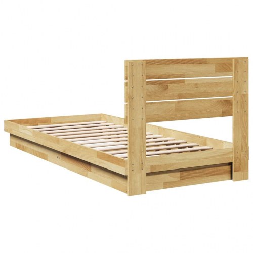 Sengeramme med hovedgærde uden madras 75 x 190 cm - massivt egetræ