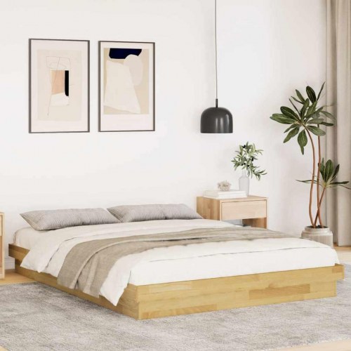 Sengeramme i massivt egetræ 150 x 200 cm - uden madras