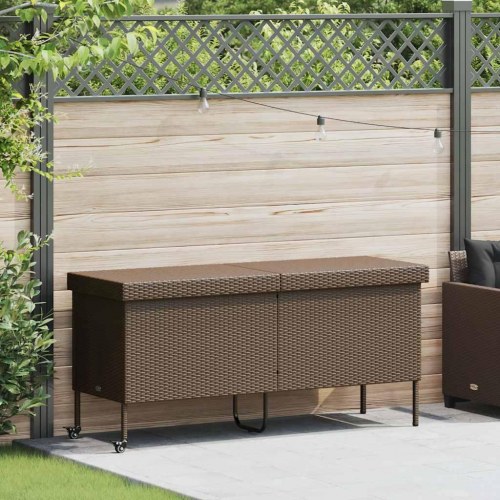 Opbevaringsboks med hjul i polyrattan - 160 × 55 × 75 cm, brun