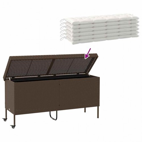 Opbevaringsboks med hjul i polyrattan - 160 × 55 × 75 cm, brun