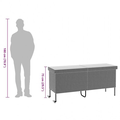 Opbevaringsboks med hjul i polyrattan - 160 × 55 × 75 cm, brun