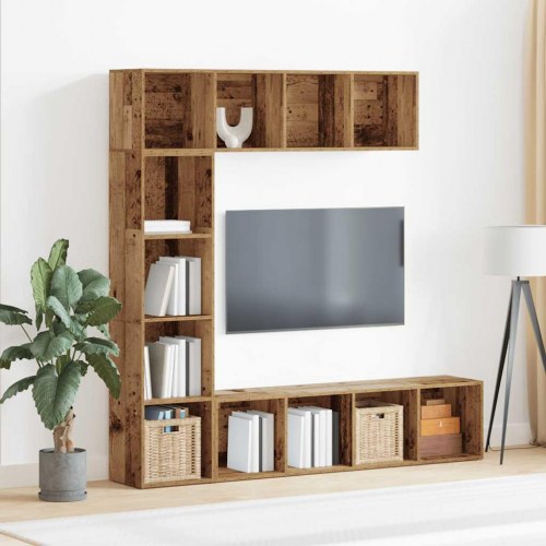 Bogskabe 3 stk. konstrueret træ antikt trælook