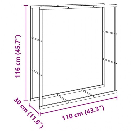 Brændestativ 110 x 30 x 116 cm i sort stål