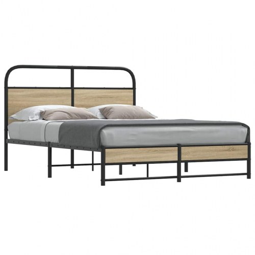 Sengeramme 140 x 190 cm med sengegavl - røget eg