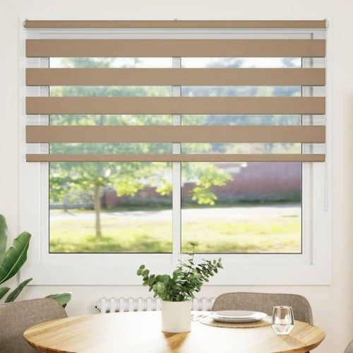 Zebragardin - sandbrun 165 × 150 cm, stofbredde 160,9 cm, polyester