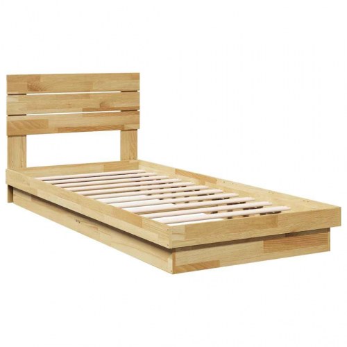 Sengeramme med hovedgærde uden madras 90x190 cm Massivt træ Eg