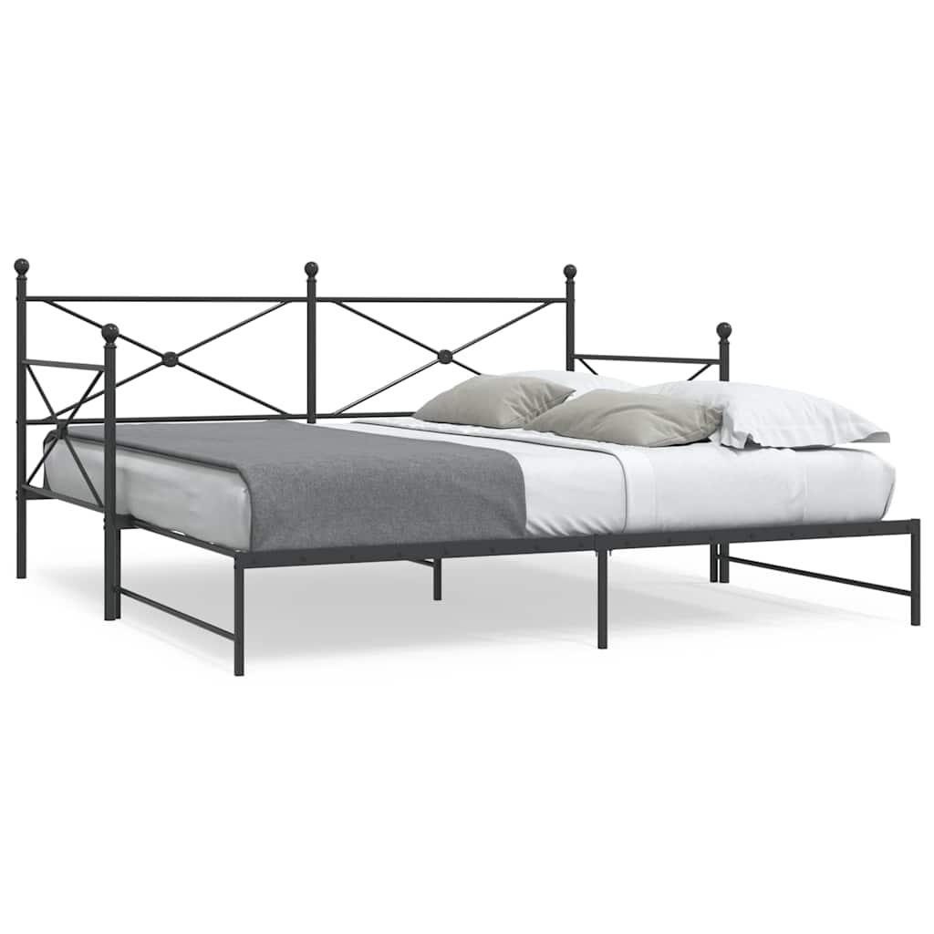 Daybed Med Udtræk Uden Madras 100x190 Cm Stål Sort