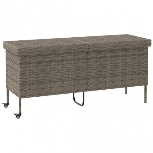 Opbevaringsboks med hjul i polyrattan - 160 × 55 × 75 cm, grå