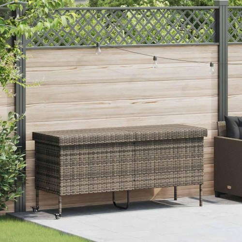 Opbevaringsboks med hjul i polyrattan - 160 × 55 × 75 cm, grå