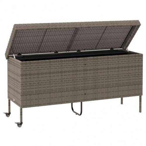 Opbevaringsboks med hjul i polyrattan - 160 × 55 × 75 cm, grå