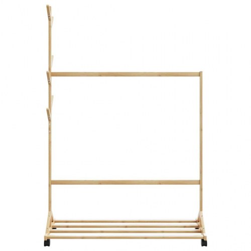 Tøjstativ med kroge og hjul 100x35x157 cm bambus