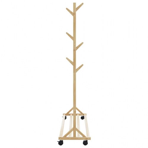Tøjstativ med kroge og hjul 100x35x157 cm bambus