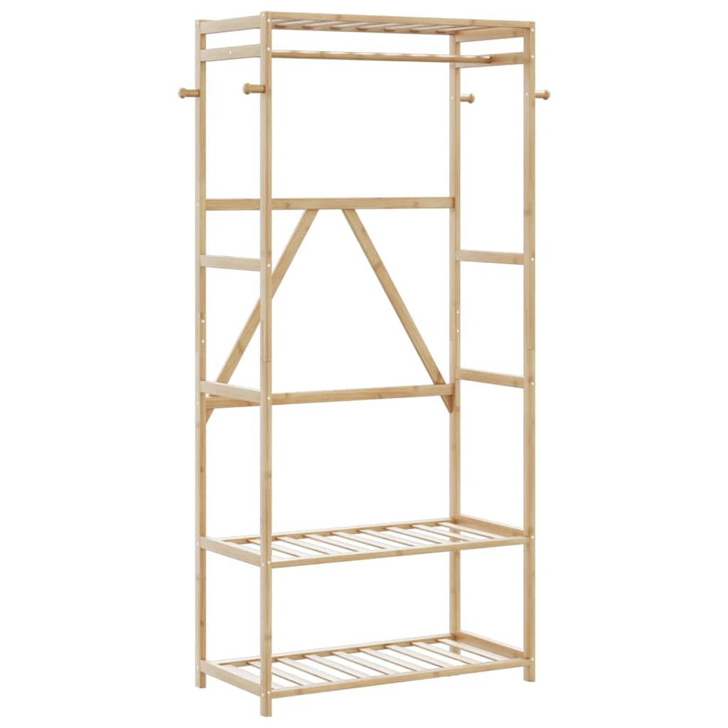 Tøjstativ Med Hylder 110X40X175 Cm Bambus - uden hjul / 80 cm