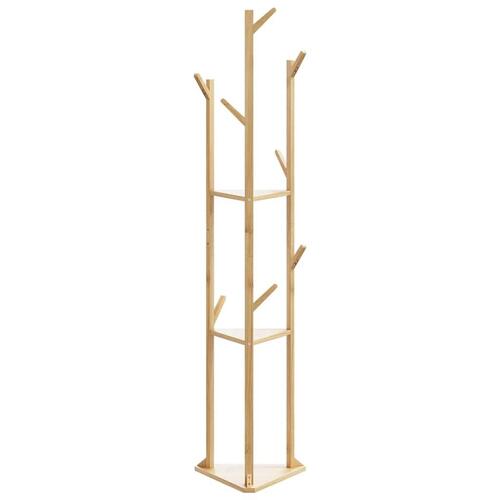 Garderobestativ med kroge og hylder 39x33x166 cm bambus