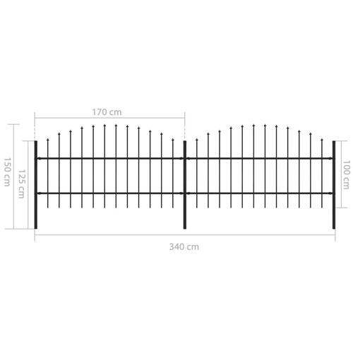 Havehegn med spydtop (0,75-1) x 3,4 m sort stål