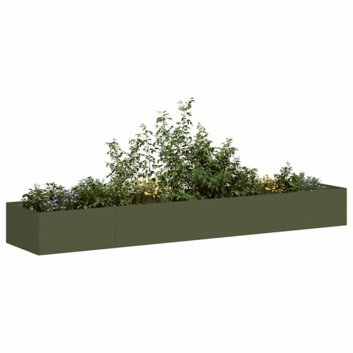 Plantekasse 360 × 80 × 40 cm i stål - olivengrøn