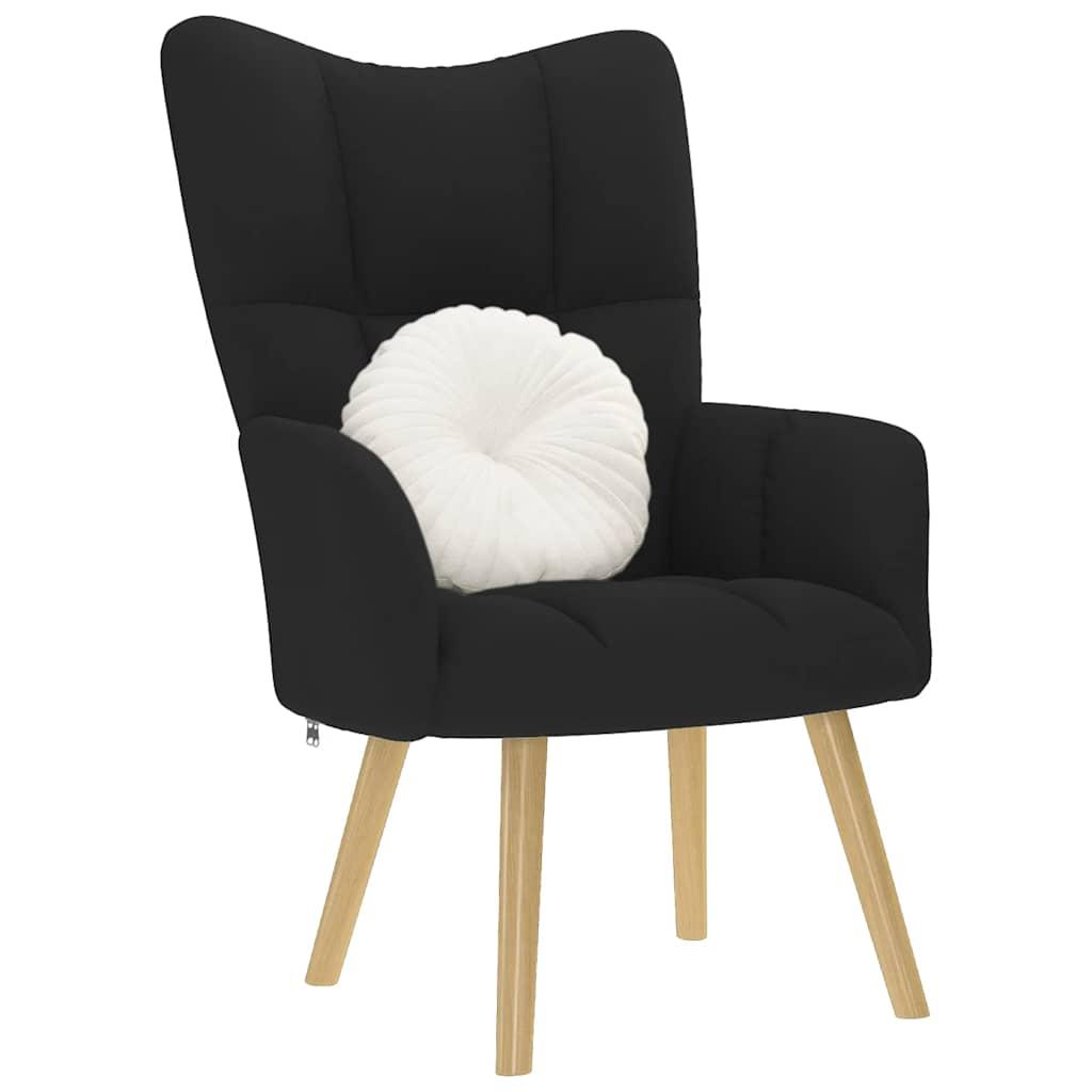Lænestol Stof Farvet - Sort / without stool