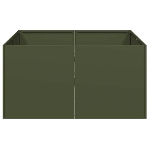 Plantekasse 80 × 80 × 40 cm i koldvalset stål - olivengrøn
