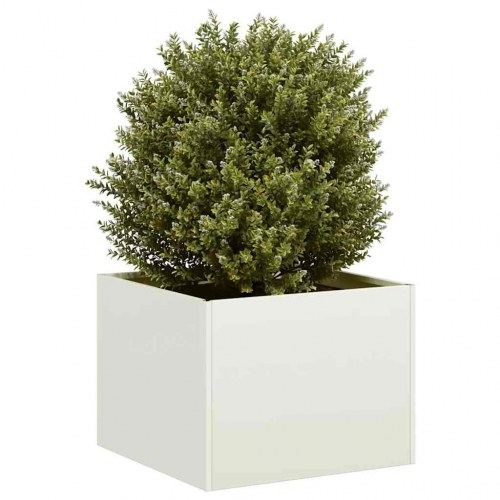 Plantekasse i stål - 40×40×30 cm, hvid