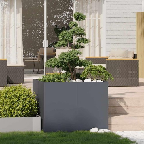 Plantekasse 100 x 100 x 80 cm i koldvalset stål - antracitgrå