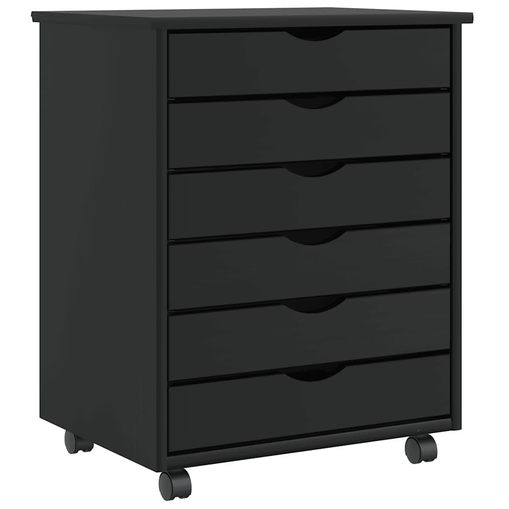 Skuffeskab Moss Massivt Fyrretræ - Sort / 53 x 39 x 65.5 cm