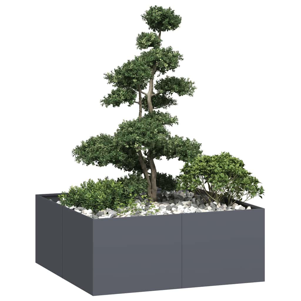 Plantekasse 100x100x40 cm stål antracitgrå