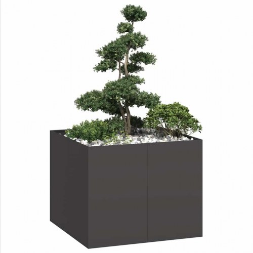 Plantekasse 100×100×80 cm i stål - sort højbed til have og terrasse