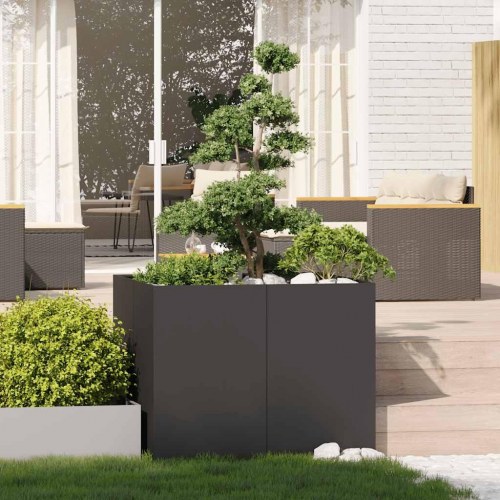 Plantekasse 100×100×80 cm i stål - sort højbed til have og terrasse