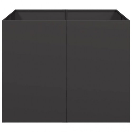 Plantekasse 100×100×80 cm i stål - sort højbed til have og terrasse